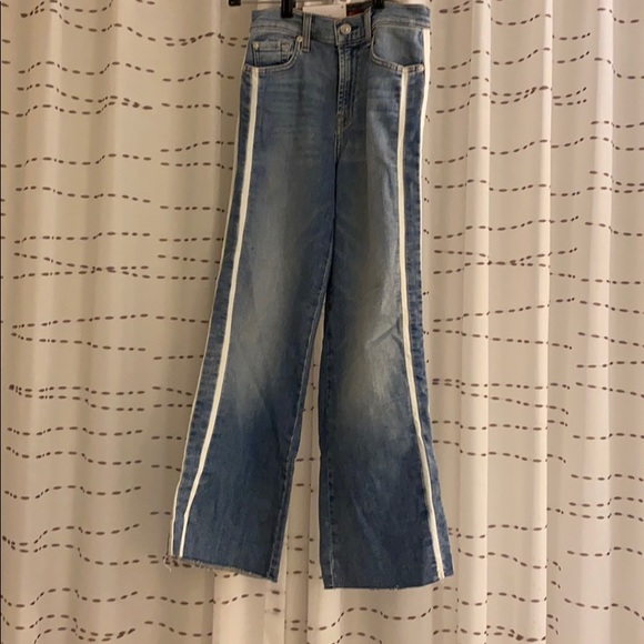 New 7 For All Mankind Cropped Alexa Side Stripe - Picture 1 of 7